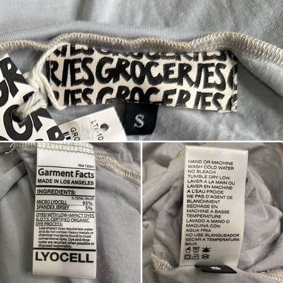 Groceries Apparel Lazy Long Sleeve Tee Sustainable Top Organic Lyocell NWT Small - Picture 6 of 11